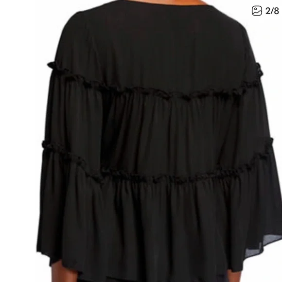 Patrizia Luca Milano Black Ruffled Blouse Size Medium - Picture 10 of 12